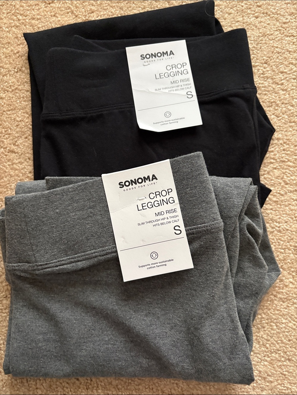 SONOMA 2 pair Crop Leggings in Black and Gray